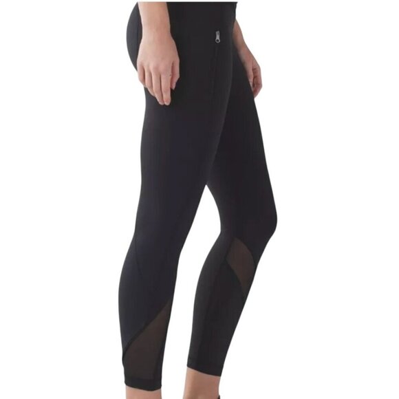 Lululemon Inspire Tight II Leggings Black Zippers Front Mesh Detail SZ: 6 - Picture 2 of 11